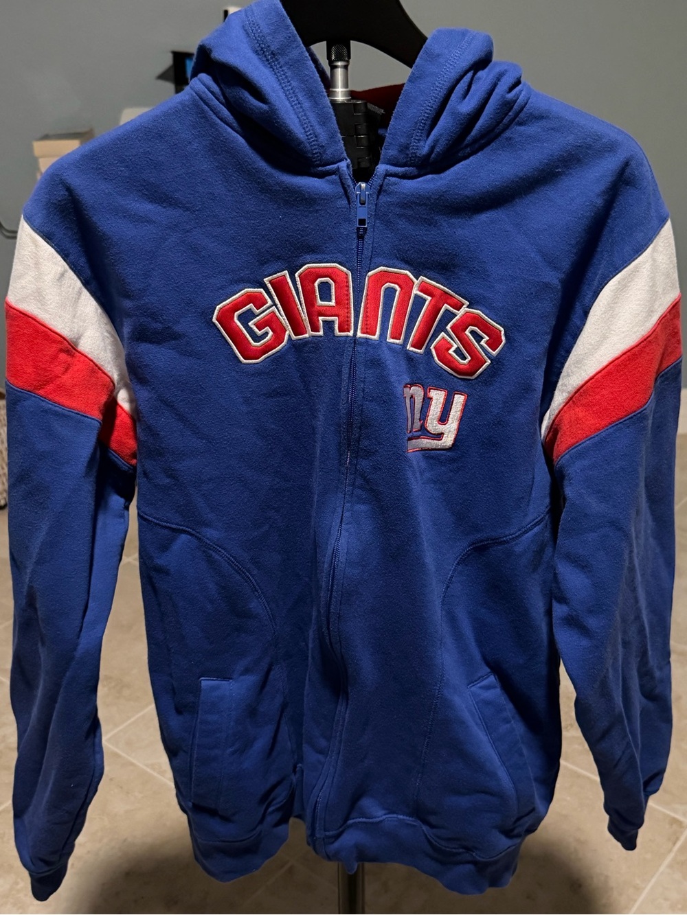 Reebok Blue Hooded Zip Jacket with Red and White Accents